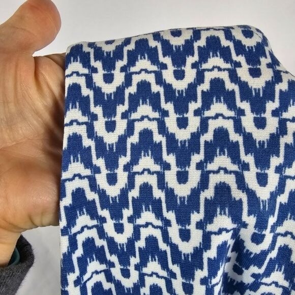 Talbots Stretch Knit Sleeveless Midi Dress 2X Blue/White Geometric Preppy Office - Picture 4 of 7